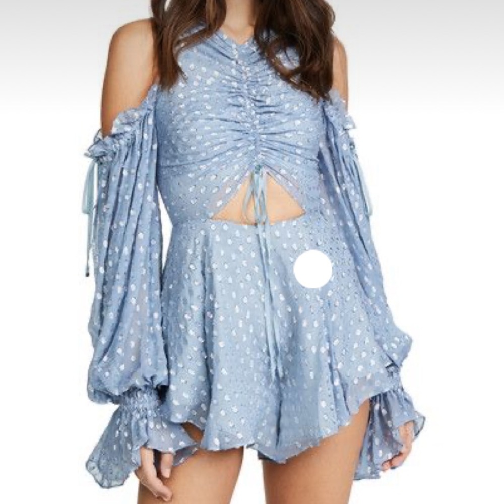 Two twin style blue chiffon romper